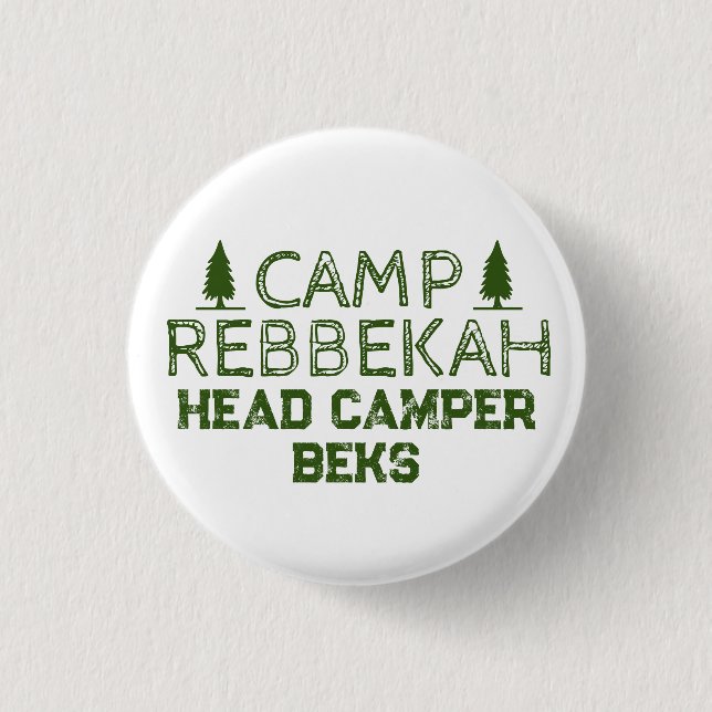 Badge Rond 2,50 Cm Personnalisé Rustic Retro Camp Bachelorette Vert (Devant)