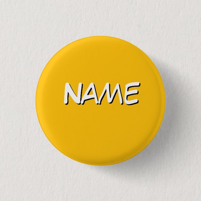 Badge Rond 2,50 Cm Personnaliser avec nom jaune (Devant)