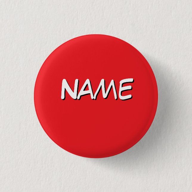 Badge Rond 2,50 Cm Personnaliser avec nom rouge  (Devant)