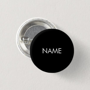 Badge Rond 2,50 Cm Personnaliser avec nom, texte minimaliste noir bla