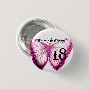 Badge Rond 2,50 Cm Personnaliser Butterfly Button C'est mon anniversa