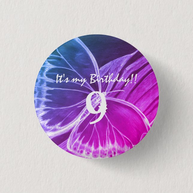 Badge Rond 2,50 Cm Personnaliser Butterfly Button C'est mon anniversa (Devant)