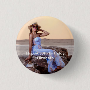 Badge Rond 2,50 Cm Personnaliser la photo d'anniversaire pour lui ou 