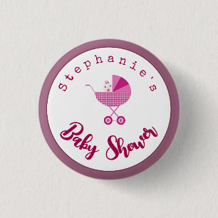 Badge Rond 2,50 Cm Personnaliser le Baby shower de transport rose Fav