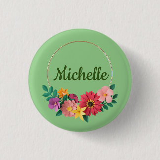Badge Rond 2,50 Cm Personnaliser les jolies fleurs pastel