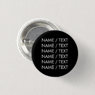 Badge Rond 2,50 Cm Personnaliser Nom texte minimaliste élégant noir