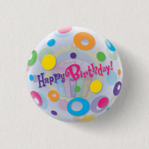 Badge Rond 2,50 Cm Petit, 1 bouton rond de joyeux anniversaire de