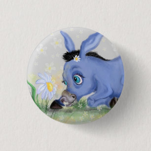 Badge Rond 2,50 Cm Petit âne et marguerite - mignonne