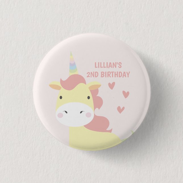Badge Rond 2,50 Cm Petit anniversaire mignon de licorne (Devant)