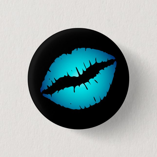 Badge Rond 2,50 Cm Petit Bouton Lèvres Bleues (Devant)
