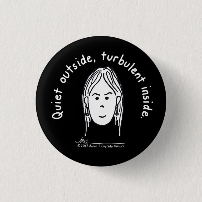 Badge Rond 2,50 Cm Petit bouton noir turbulent (Devant)