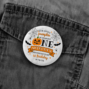 Badge Rond 2,50 Cm Petit Citrouille Premier Anniversaire Halloween Un