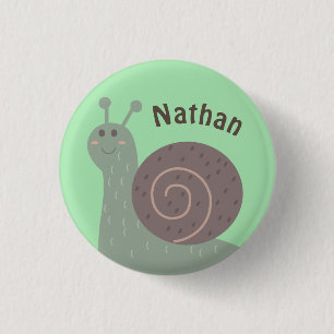 Badge Rond 2,50 Cm Petit Escargot de jardin Personnalisé Enfants