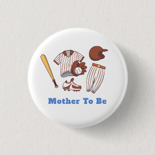 Badge Rond 2,50 Cm Petit joueur de baseball Maman futur Bébé Shower 