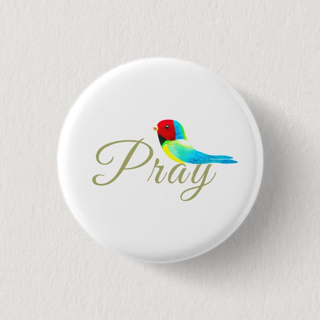 Badge Rond 2,50 Cm Petit oiseau de prière  (Devant)