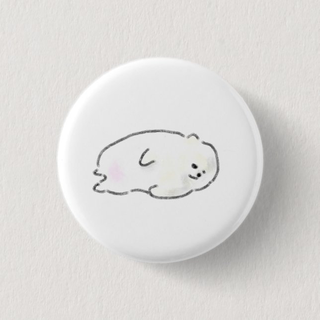 Badge Rond 2,50 Cm Petit ours blanc couché (Devant)