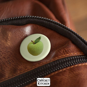 Badge Rond 2,50 Cm Petit Rétro Artisanat artisanal Vert Crochet Pomme