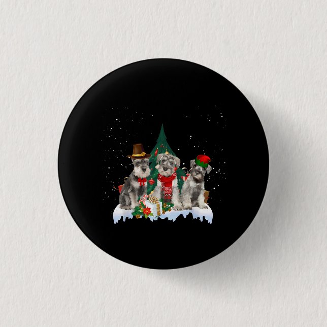 Badge Rond 2,50 Cm Petit Schnauzer de Noël chien (Devant)