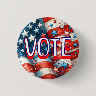 Badge Rond 2,50 Cm Petit vote patriotique rouge, blanc et bleu
