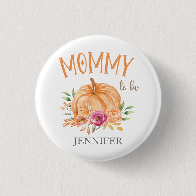 Badge Rond 2,50 Cm Petite Citrouille aquarelle Baby shower maman pour (Devant)
