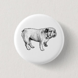 Badge Rond 2,50 Cm petite joie pointillée, bouledogue