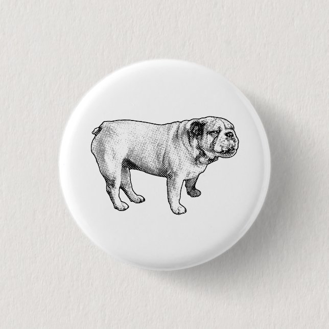 Badge Rond 2,50 Cm petite joie pointillée, bouledogue (Devant)