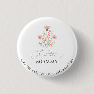 Badge Rond 2,50 Cm Petite maman Fleur sauvage moderne pour être Baby