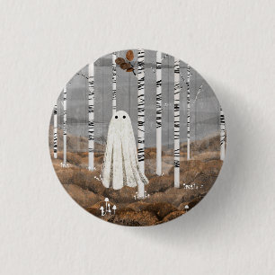 Badge Rond 2,50 Cm Petits champignons blancs