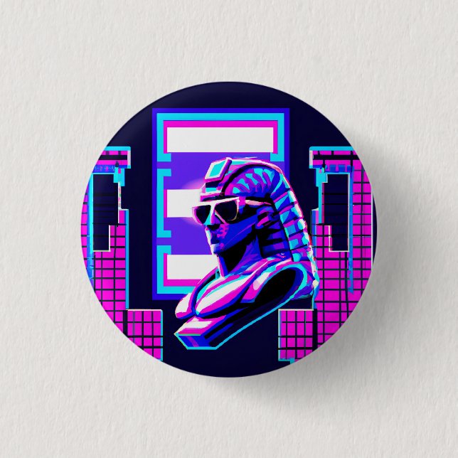 Badge Rond 2,50 Cm Pharaoh Synthwave (Devant)