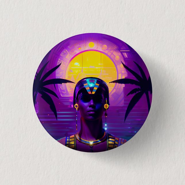 Badge Rond 2,50 Cm Pharaon Synthwave (Devant)