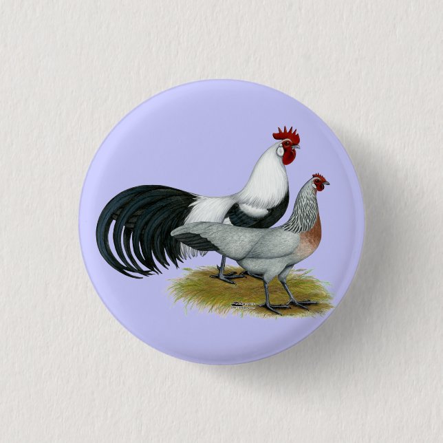 Badge Rond 2,50 Cm Phoenix : Paire de caniche en argent (Devant)