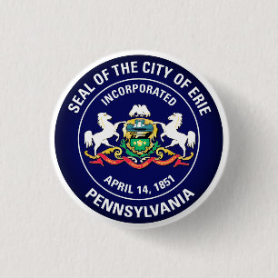 Badge Rond 2,50 Cm Phoque de la ville d'Erie, Pennsylvanie