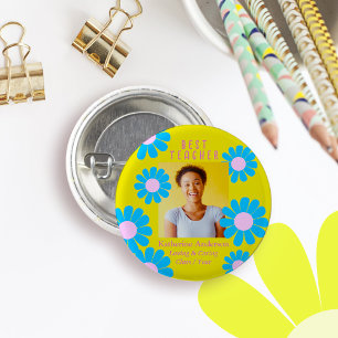 Badge Rond 2,50 Cm Photo bouton jaune du meilleur professeur Daisy
