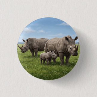 Badge Rond 2,50 Cm Photo d'agrandissement de la famille des rhinocéro
