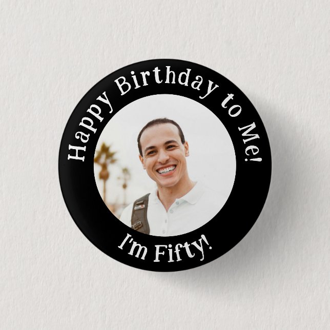 Badge Rond 2,50 Cm Photo d'anniversaire personnalisée, votre insigne  (Devant)
