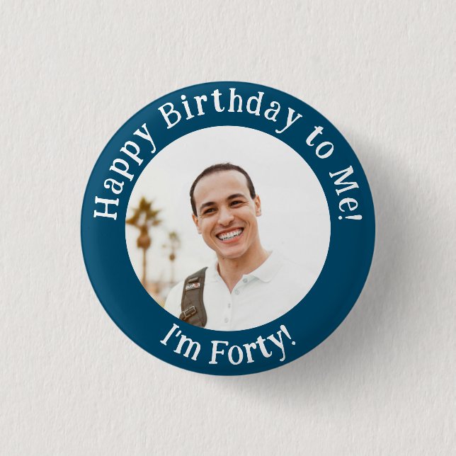 Badge Rond 2,50 Cm Photo d'anniversaire personnalisée, votre insigne  (Devant)