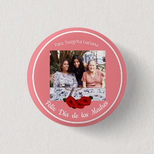 Badge Rond 2,50 Cm Photo de corail doux rose Fête des mères espagno