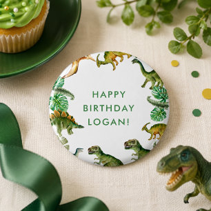 Badge Rond 2,50 Cm Photo de fête d'anniversaire de dinosaure