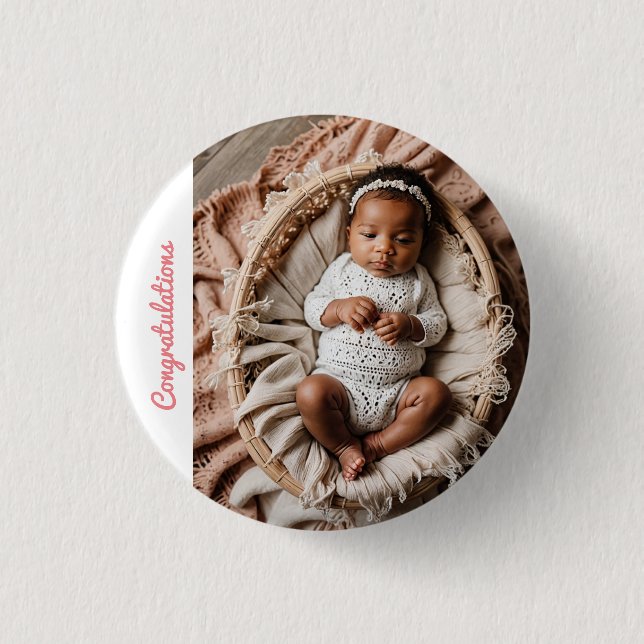 Badge Rond 2,50 Cm photo de la petite fille rose (Devant)