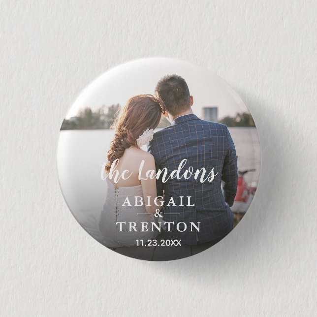 Badge Rond 2,50 Cm Photo de mariage personnalisée (Devant)