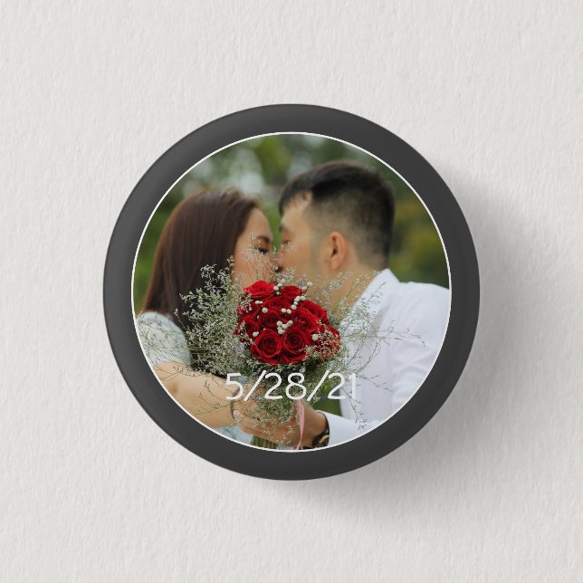 Badge Rond 2,50 Cm Photo de mariage personnalisée (Devant)