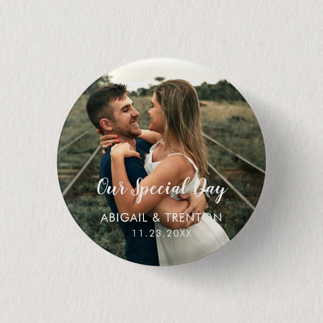 Badge Rond 2,50 Cm Photo du jour de mariage personnalisé (Devant)
