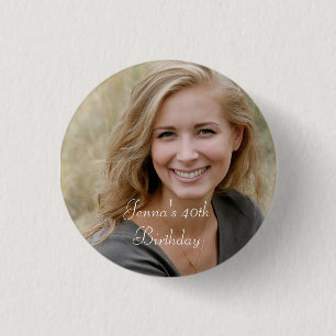Badge Rond 2,50 Cm Photo et texte personnalisés Anniversaire