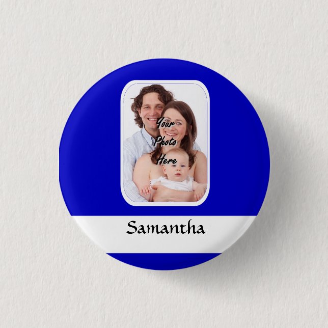 Badge Rond 2,50 Cm Photo faite sur commande bleue et blanche (Devant)