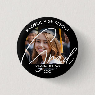Badge Rond 2,50 Cm Photo moderne Customisée noir et blanc