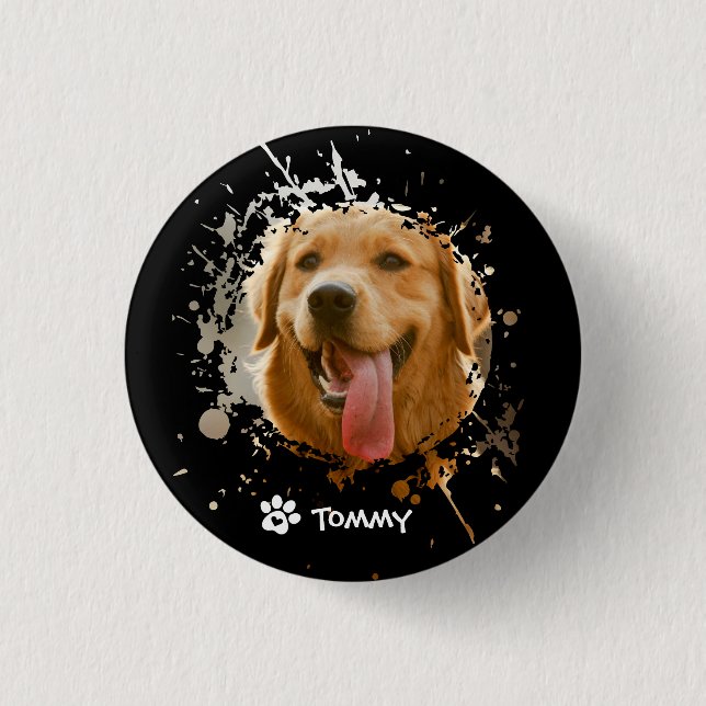 Badge Rond 2,50 Cm Photo personnalisé avec nom d'animal   (Devant)