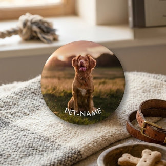 Badge Rond 2,50 Cm Photo personnalisée avec le nom de votre chien