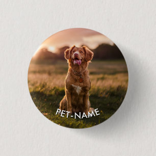 Badge Rond 2,50 Cm Photo personnalisée avec le nom de votre chien
