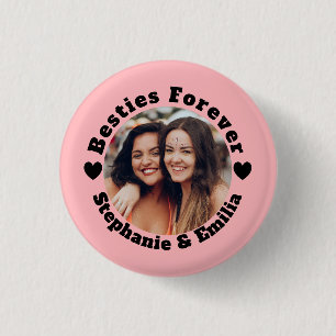 Badge Rond 2,50 Cm Photo personnalisée meilleurs amis BFF rose