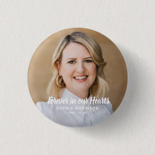 Badge Rond 2,50 Cm Photo Personnalisée Pour Toujours Dans Nos Coeurs 